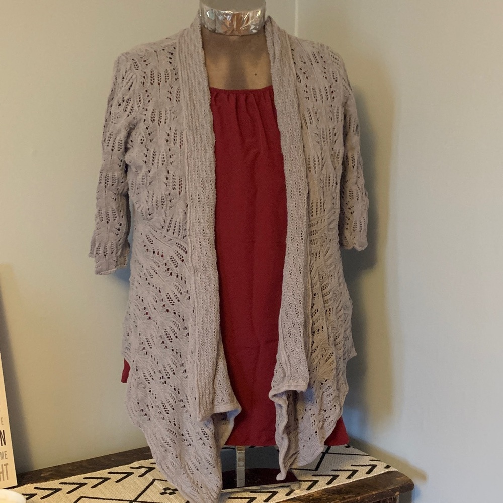 Woman Within Open-Front Waterfall Cardigan Sweater 22/24 1X Plus